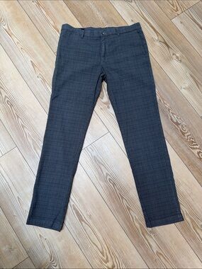 Mason Men's Dark Gray Plaid Dress Pants